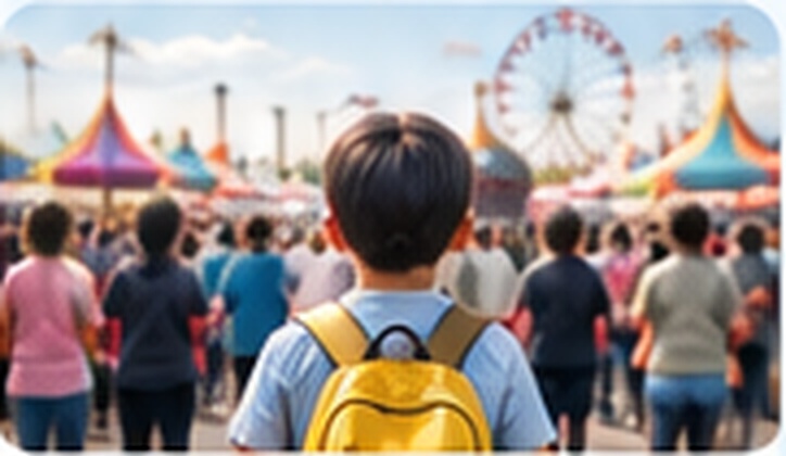 Child in a crowded event