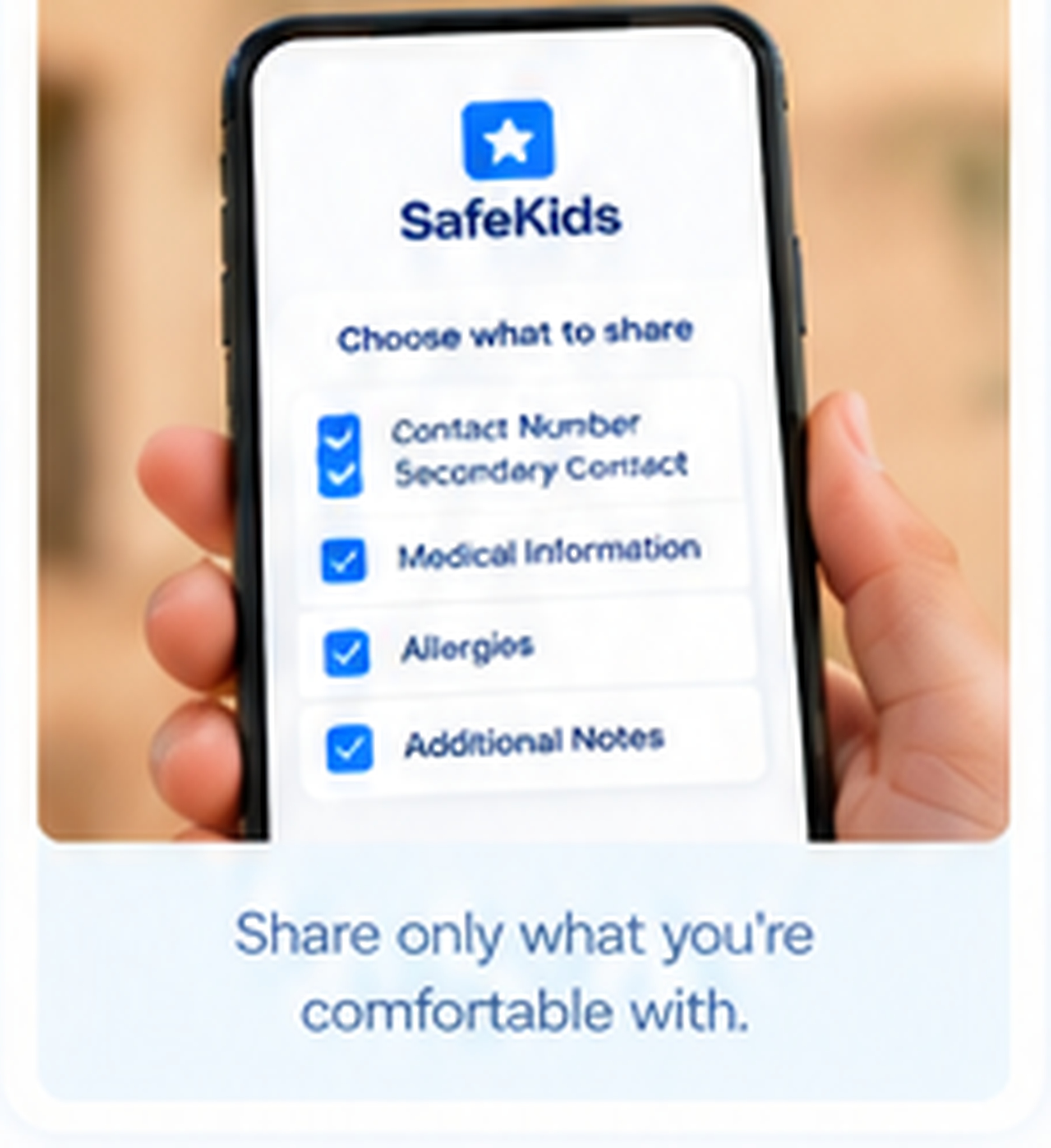 SafeKids privacy choices on a phone