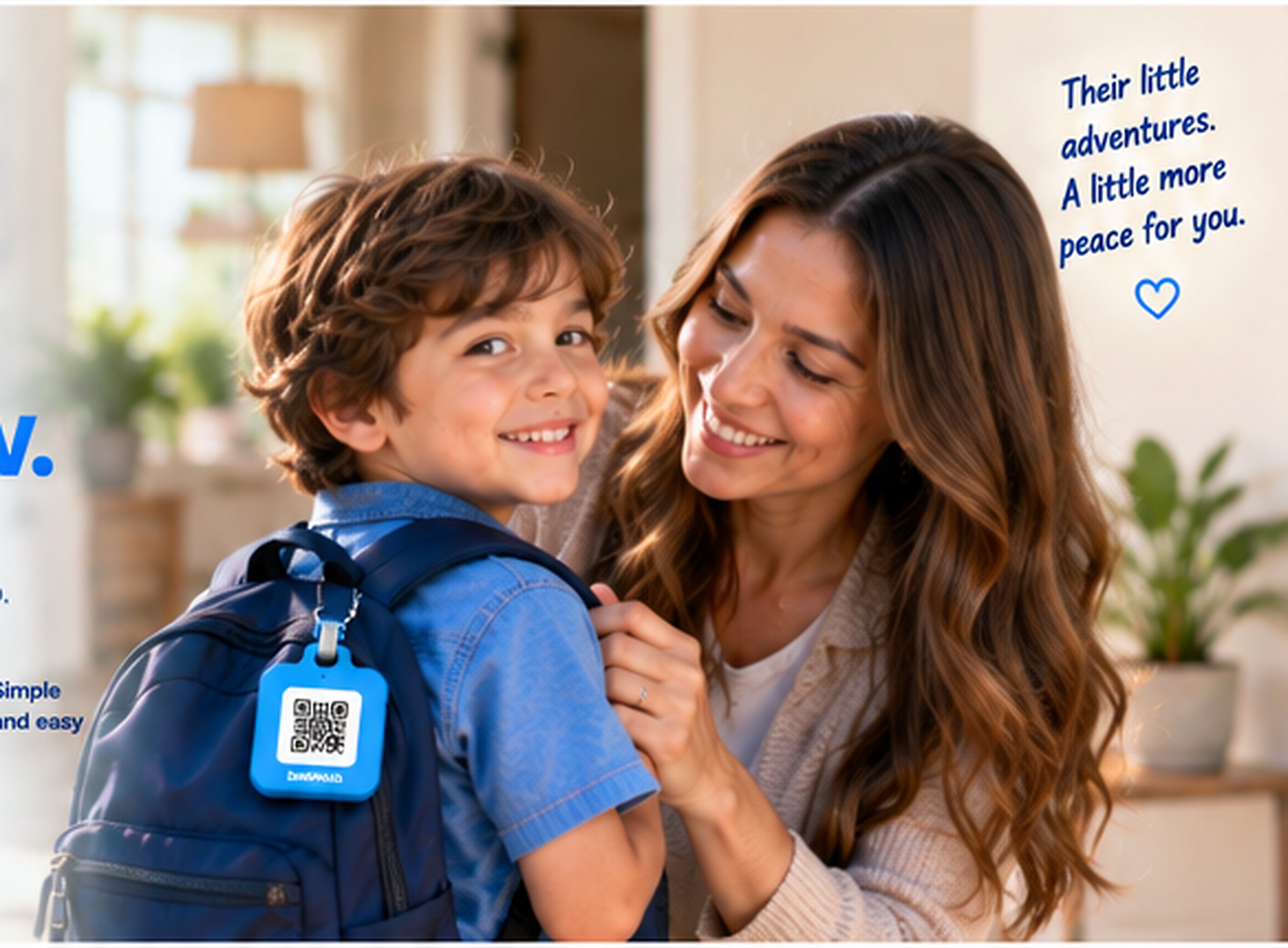Parent and child together with a SafeKids QR tag
