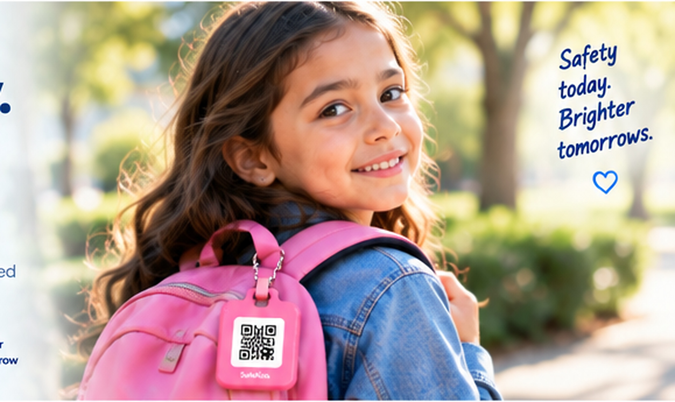 Child carrying a SafeKids QR tag