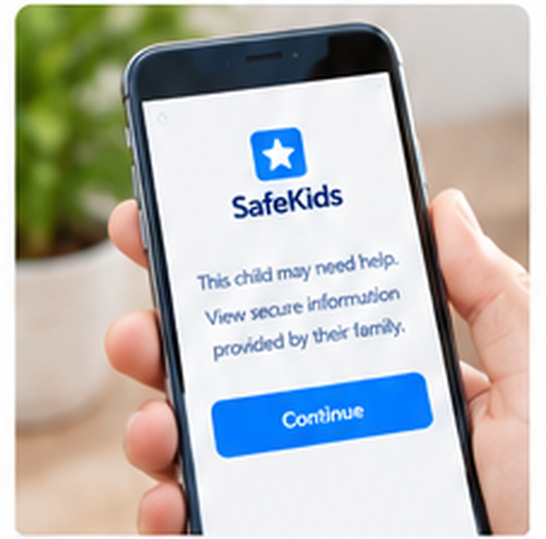 Phone scanning a SafeKids QR code