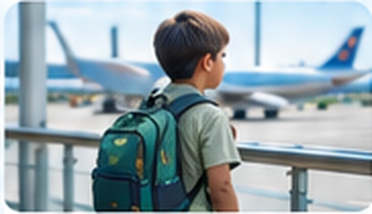 Child traveling with backpack